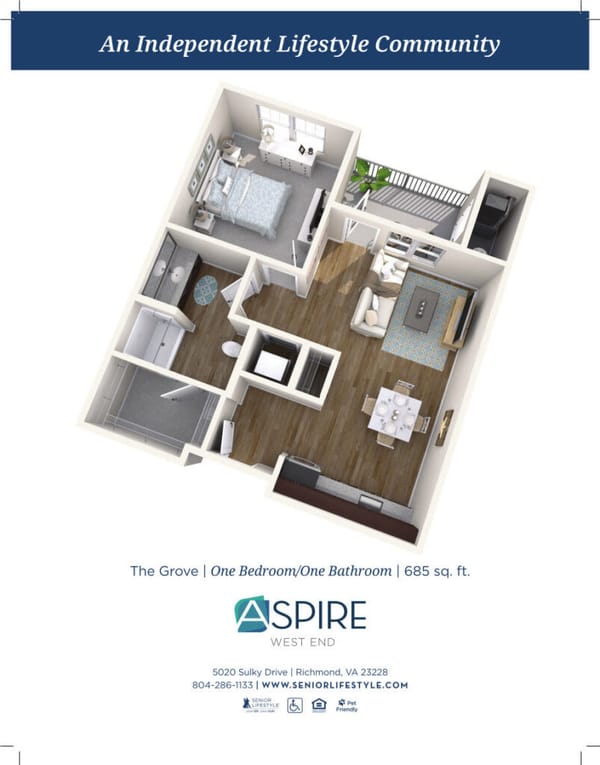 Floor plan of a one-bedroom apartment