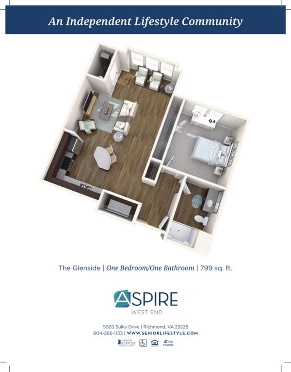 Floor plan of a one-bedroom apartment