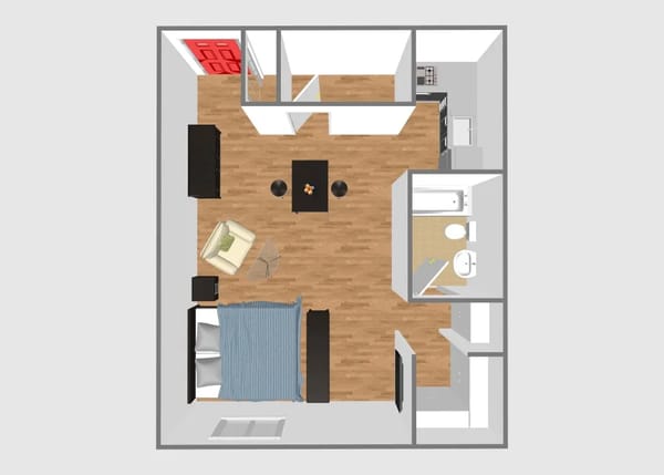 Architectural floor plan of a resident unit
