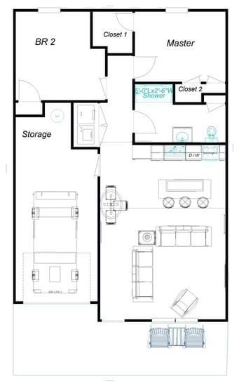 Architectural floor plan layout of a residential unit