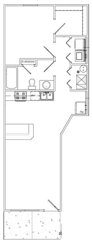 Architectural floor plan of a unit layout