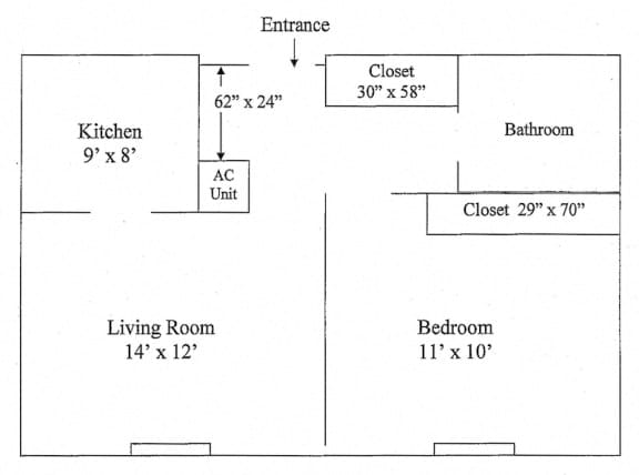 Floor Plan  Villa Vincente Apartments one bedroom apartment floor plan