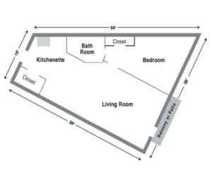 Architectural floor plan with labeled rooms
