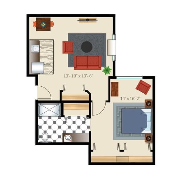 1 Bed 1 Bath - Assisted Suite