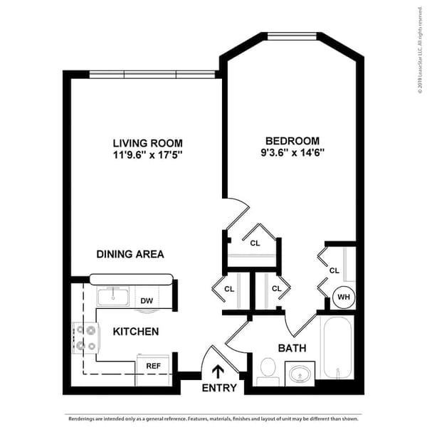 Architectural floor plan of a residential unit