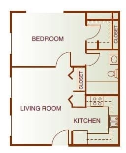 Floor Plan  One Bedroom Corner (Elevator Building)