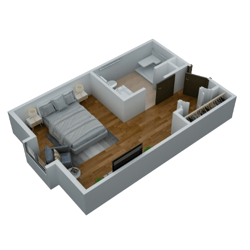 Architectural floor plan of a resident unit
