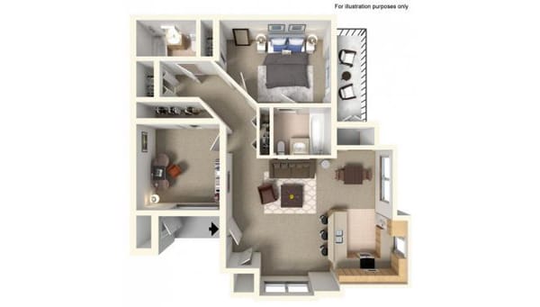 Architectural floor plan of a resident unit.