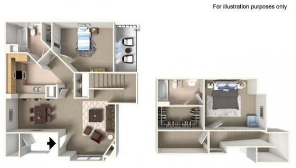 Architectural floor plan of a resident unit layout