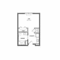 Architectural floor plan of a small apartment layout