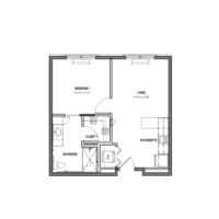Architectural floor plan of a living unit