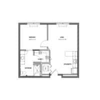 Architectural floor plan of a resident unit layout