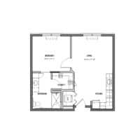 Architectural floor plan of a resident unit