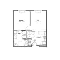 Architectural floor plan of a living unit
