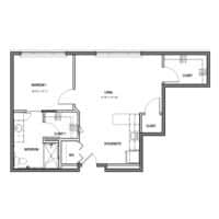 Architectural floor plan of a living unit