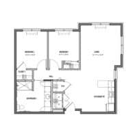 Architectural floor plan of a resident unit