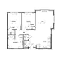 Architectural floor plan of a resident suite