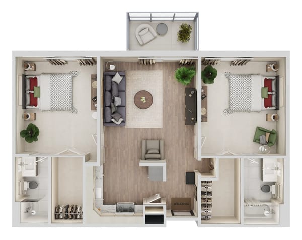 Covenant Woods, Nursing Home in Mechanicsville, VA — Floor plan of a spacious apartment with modern furnishings
