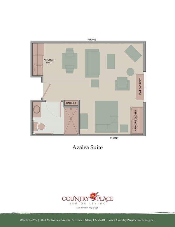 Architectural floor plan of the Azalea Suite