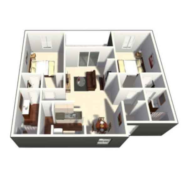 Architectural floor plan of a senior living unit