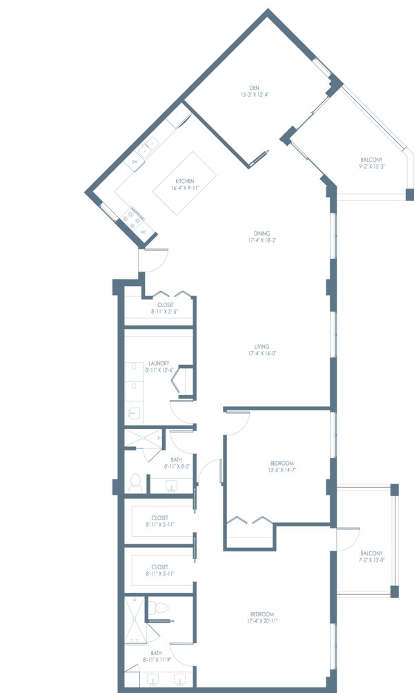 Architectural floor plan layout with room dimensions