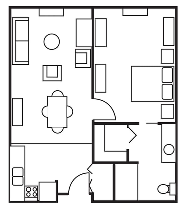 Architectural floor plan of a resident unit