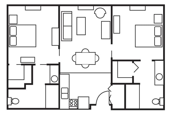 Architectural floor plan of resident units