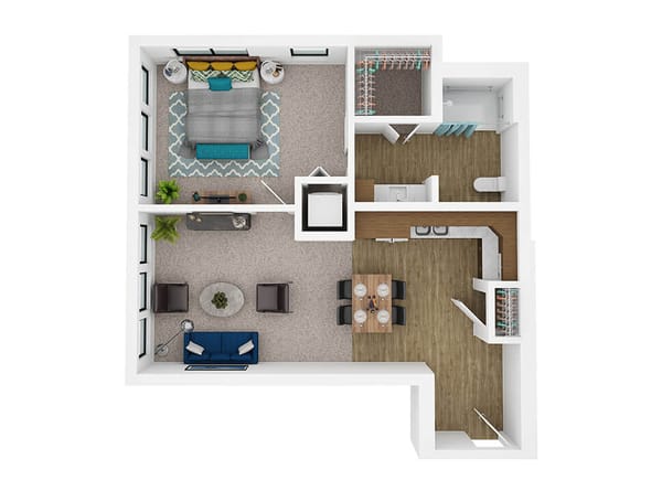 Architectural floor plan of a resident unit