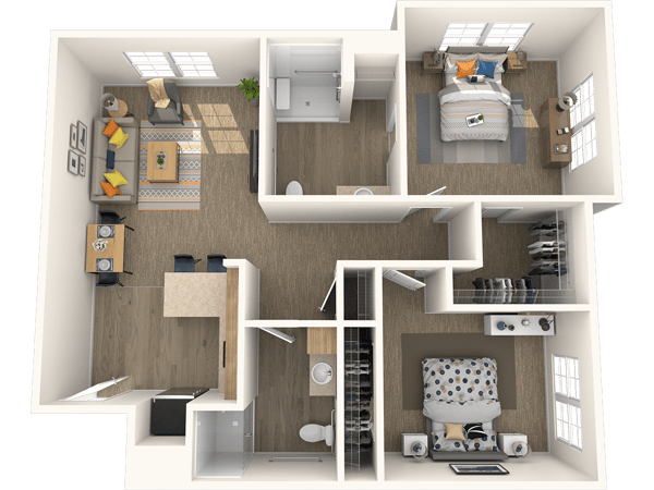 Architectural floor plan of a living unit