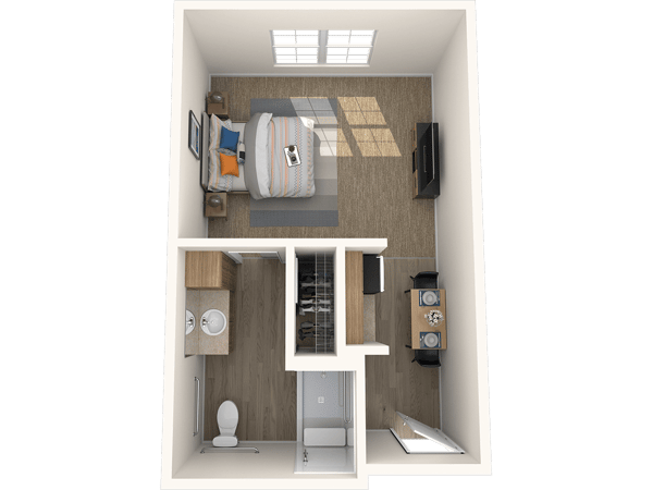 Floor plan of a private resident room