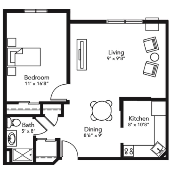 Architectural floor plan of a unit layout