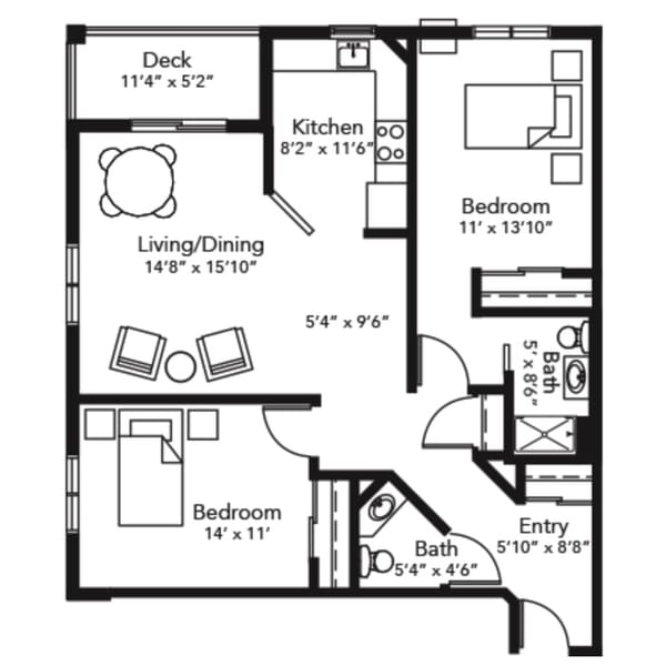 Architectural floor plan of a living space