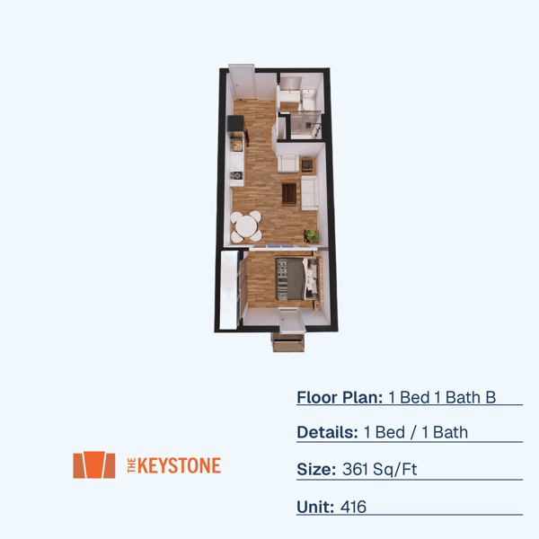 1 Bed 1 Bath B