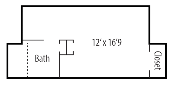 Architectural floor plan of a resident unit