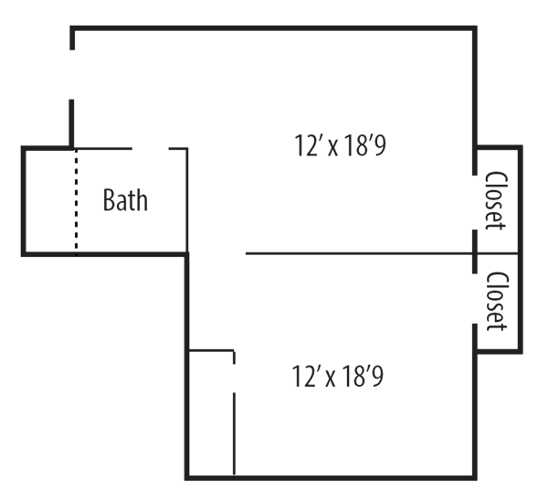 Architectural floor plan of a resident unit