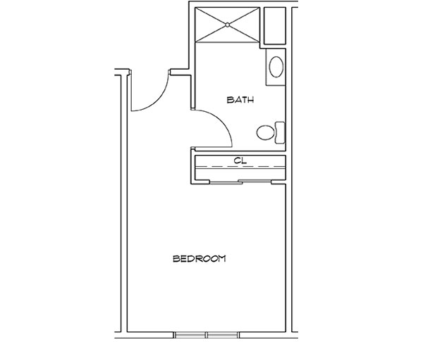 Architectural floor plan of a bedroom