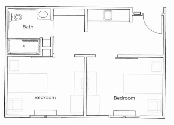 Architectural floor plan of a resident unit
