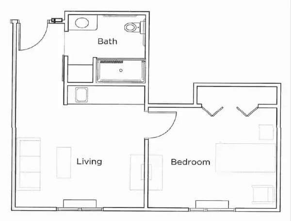 Architectural floor plan for a living space