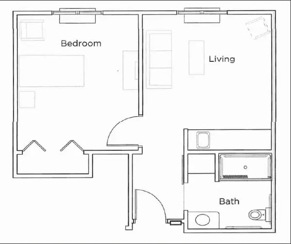 Architectural floor plan of an apartment layout