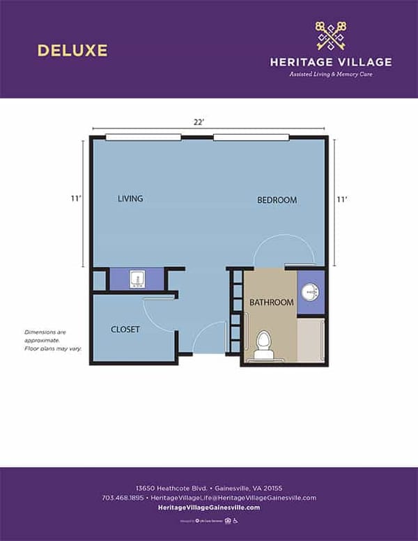 Architectural floor plan of a deluxe unit