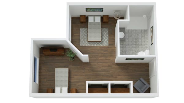 Architectural floor plan of a resident unit