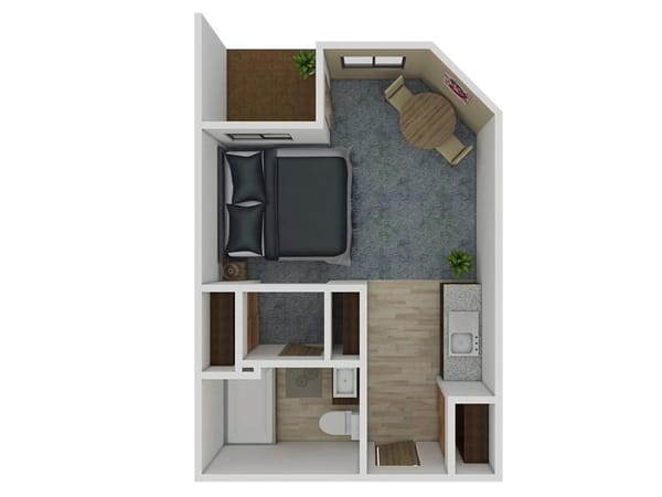 Renton Assisted Living, nursing home in Renton, WA — Floor plan of a one-bedroom senior living unit