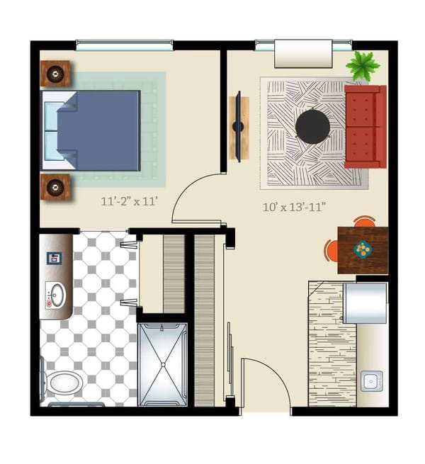 One Bed One Bath 506 Sq. Ft. Assisted Suite