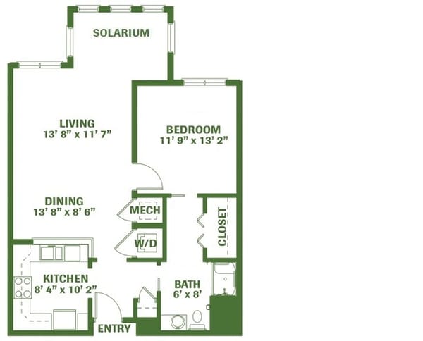 Architectural floor plan of a residential unit