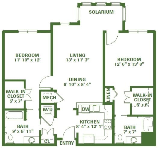 Architectural floor plan of a residential unit