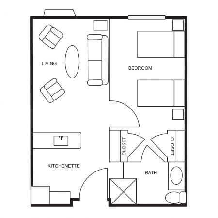 Deluxe One Bedroom Floor Plan