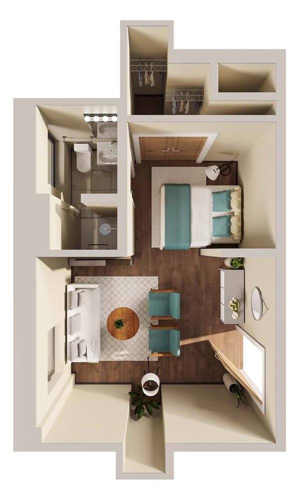 Celebrate Senior Living floor plan with separated living and dining area.