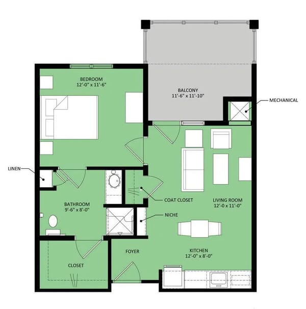1 Bedroom Assisted Living