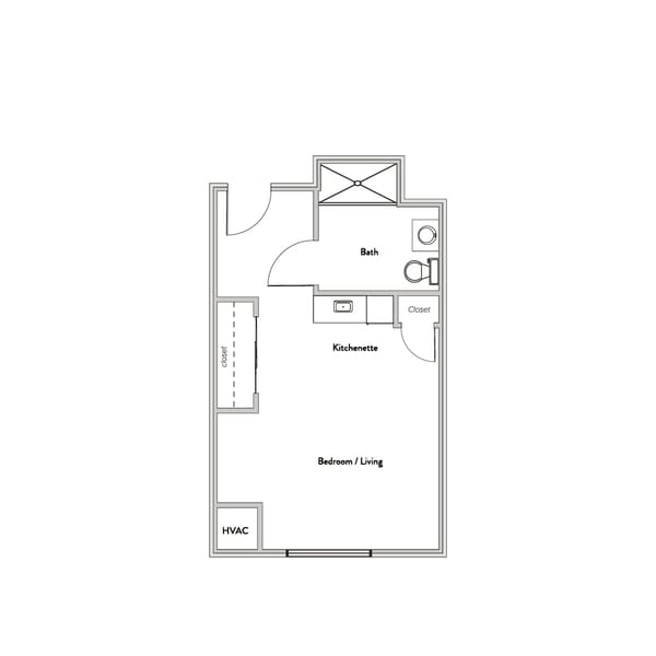 Architectural floor plan of a resident unit