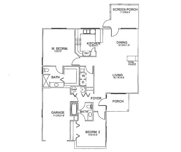 Architectural floor plan of a residential unit